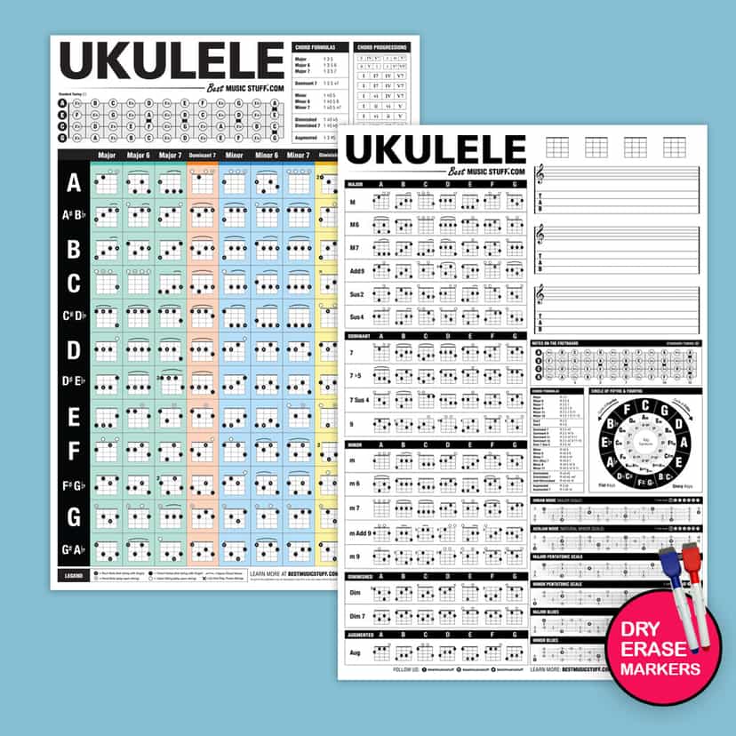 Popular Ukulele Chord Poster + Creative Ukulele Poster [Bundle]